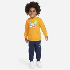 The Nike Set includes a pullover hoodie and cozy pants for an easy everyday outfit. The groovy graphics make it extra special. Hoodie And Pants Set, Nike Set, Hoodie And Pants, Cozy Pants, Navy Style, Toddler Hoodie, Navy Fashion, Everyday Outfit, Midnight Navy