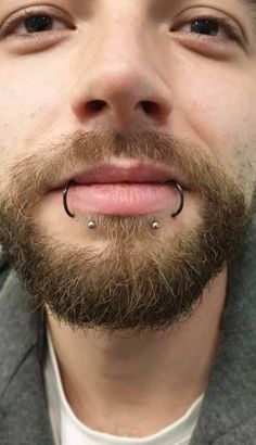 a close up of a man with a piercing on his nose