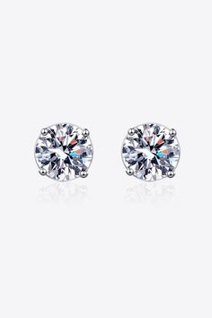 Style: Minimalist Material: 925 sterling silver, Rhodium-plated, Moissanite Product measurements: Length: 0.23 in (0.6 cm) Each earring: 1 carat Total: 2 carat Weight: 0.08 oz (2.3 g) These items will ship directly to you and have a shipping timeline of 7-10 business days! Minimalist Moissanite Round Cut Earrings, Silver Round Minimalist Diamond Earrings, Sterling Silver Solitaire Earrings Gift, Minimalist Moissanite Earrings For Anniversary, Minimalist Moissanite Anniversary Earrings, Silver Solitaire Diamond Earrings In Sterling Silver, Minimalist Solitaire Sterling Silver Diamond Earrings, Minimalist Sterling Silver Solitaire Diamond Earrings, Classic Solitaire Sterling Silver Earrings