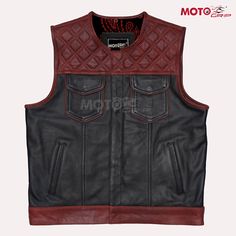 ad eBay - Made from black, top-quality, soft touch naked cowhide leather. Decorative diamond pattern sewn into sides, back and shoulders. Heavy-duty, soft leather. We use top quality leather only. 2 zippered air vents on the chest. Luxury Biker Vest For Men, Biker Vest With Pockets For Motorcycling, Black Sleeveless Motorcycle Vest, Black Leather Vest For Motorcycling, Red Waistcoat, Motorcycle Leather Vest, Black Leather Vest, Mens Black Leather, Leather Vest