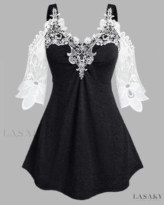 Lasaky - Romantic Lace Patchwork V-Neck Off-Shoulder Camisole - Seductive and Stunning Top Plus Size Lace, Stunning Tops, Womens Camisoles, Romantic Lace, Lace Camisole, Lace Patchwork, Trendy Plus Size Clothing, Summer Tank Tops, Summer Style Casual