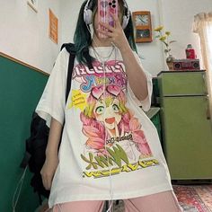 Mitsuri Cosplay, Girls Streetwear, Tøp Aesthetic, Harajuku Women, Kanroji Mitsuri, White Short Sleeve Tops, Japanese Harajuku, Manga Cartoon, Autumn T Shirts