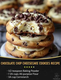 chocolate chip cheesecake cookies recipe on a plate