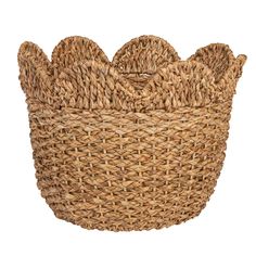 a woven basket is shown on a white background