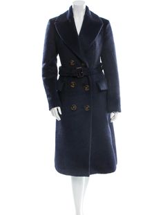 Burberry Prorsum Brushed Alpaca-Blend Coat - Blue Coats, Clothing - BUF21066 | The RealReal Burberry Prorsum, Blue Coats, Double Breasted Coat, Saint Laurent Bag, Sweater Pants, Accessories Jacket, Shirt Accessories, Hoodie Dress, Casual Jeans