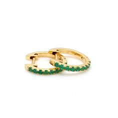 Carv Jewels presents an extraordinary 14K Solid Gold Hoop Earring Studded WithGreen Onyx all over. This breathtaking Earring flaunting with Real naturalGreenOnyx , crafted from 14K Solid Gold for a classic and timeless look. This uniquejewelry will make you look elegant, fit all-occasions, is a must-have piece inyour jewelry collection. Due to the design, they may fit differently on everyperson. They are meant for lobes and may be a large fit for cartilage. Hoopsarereally dainty and that means t Fine Jewelry Emerald Huggie Earrings, Green Fine Jewelry Huggie Earrings For Gift, Emerald Huggie Earrings For Anniversary, Dainty Green Huggie Jewelry, Green Dainty Huggie Jewelry, Yellow Gold Emerald Huggie Jewelry, Green Minimalist Small Hoop Huggie Earrings, Elegant Green 14k Gold Huggie Earrings, May Birthstone Huggie Earrings