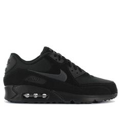 Nike Air Max 90 Essential 'Black' AJ1285-011 (SNKR) Nike Air Max Black Leather With Boost Midsole, Black Leather Nike Air Max With Boost Midsole, Black Leather Nike Air Max, Black Nike Air Max With Branded Insole, Air Max Shoes, Nike Shoes Air Max, Nike Air Max 90, Air Max, Nike Air Max