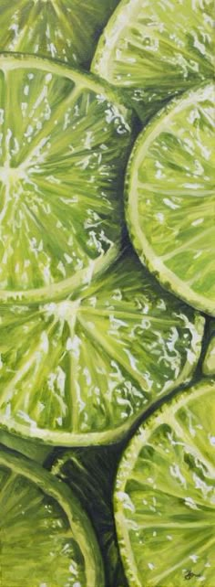 a painting of lime slices on top of each other