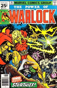 an old comic book cover with the title warlock on it's front page