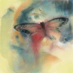 a painting of a butterfly flying through the air