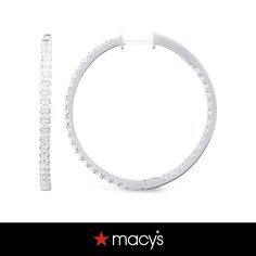 in stock Macy's Fine Jewelry Hoop Earrings For Anniversary, Timeless White Hoop Earrings For Anniversary, Macy's Diamond Hoop Earrings For Formal Occasions, Gia Certified Hoop Jewelry For Anniversary, Timeless Aaa Quality Platinum Jewelry, White Platinum Hoop Earrings For Anniversary, Classic White Hoop Jewelry, Elegant Macy's Hoop Earrings With Prong Setting, Fine Jewelry White Gold Hoop Earrings With Brilliant Cut