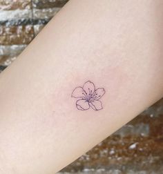 One Cherry Blossom Tattoo, Sakura Bloom Tattoo, Blue Ink Flower Tattoo, Blossom Cherry Tattoo, Matching Cherry Blossom Tattoos, Simple Sakura Tattoo, Azalea Flower Tattoo Simple