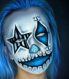 Clown Face Paint Ideas, Clown Makeup Horror, Clown Glam Makeup, Full Face Halloween Makeup, Clown Face Painting, Sfx Clown Makeup, Jester Face Paint, Scary Halloween Face Paint, 31 Days Of Halloween Makeup