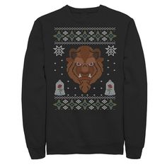 Get in the holiday spirit with this Beauty and the Beast ugly Christmas sweater! Crewneck Long sleevesFABRIC & CARE Cotton, Polyester Machine wash Imported Color: Black. Gender: male. Age Group: adult. Pattern: Graphic. Material: Fleece. Beast Men, Disney Ugly Christmas Sweater, Mens Ugly Christmas Sweater, Graphic Material, Christmas Sweater Men, Disney Beauty And The Beast, Mens Fleece, Pattern Graphic, The Beast