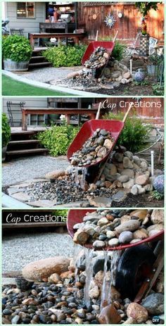 the steps are made out of rocks and water