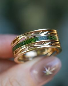 Moss Wedding Ring, Moss Wedding, Unique Mens Rings, Staghead Designs, Ceramic Rings, Wide Rings, Unisex Ring, Pretty Rings, Men's Rings