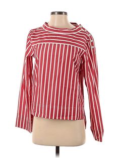 J.Crew Long Sleeve Blouse Size: 2 Tops - used. 100% COTTON, Stripes | J.Crew Long Sleeve Blouse: Red Stripes Tops - Size 2 Red Crew Neck Blouse For Spring, Red Spring Workwear Tops, Red Tops For Workwear In Spring, Red Tops For Spring Workwear, Red Cotton Tops For Work, Red Cotton Workwear Tops, Red Stripes Top, Red Long Sleeve, Jcrew Women