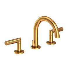 two gold faucets on a white background