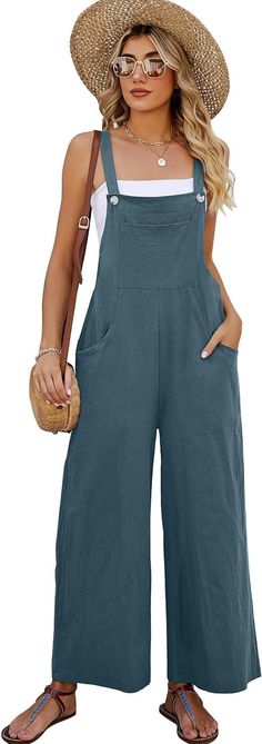 PRICES MAY VARY. XS=US2-4, S=US6-8, M=US10, L=US12, XL=US14-16, 2XL=US18-20, 3XL=US22. Cotton overalls women, high-quality cotton and linen made of light, soft, breathable, overalls women, super cute and comfortable. Features: Casual baggy cotton linen overalls jumpers bib pants for women, loose fit, adjustable shoulder straps, three button holes, designed to be fastened to the top with internal and external buckles. Design: Womens fashion baggy overalls, square neckline, one breast pocket and t Fall Overalls, Baggy Fashion, Loose Fit Jumpsuit, Baggy Jumpsuit, Loose Romper, Overalls Casual, Linen Overalls, Brown Jumpsuits, Jumpsuit Fall