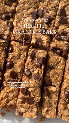 healthy granola bars with chocolate chips on top