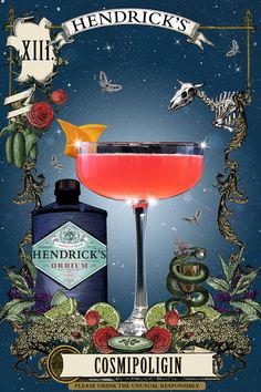 a poster with an image of a cocktail