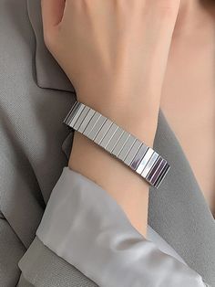 Elasticity Geometric Solid Color Bracelet Accessories SILVER-One_size Trendy Silver Rectangular Bracelets, Trendy Silver Rectangular Bracelet, Geometric Solids, Color Bracelet, Bracelet Accessories, Accessories Gold, Accessories Silver, Silver Accessories, Colorful Bracelets