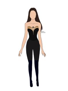 Black Superhero Suit Female Skirt, Goddess Superhero Suit, Golden Superhero Suit, Superhero Suit Design Female Black, Black And Gold Superhero Suit Female, Dr Costume