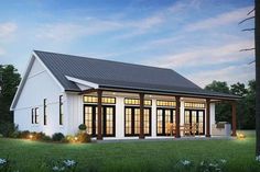 this is an artist's rendering of the modern farmhouse style house plans for small homes