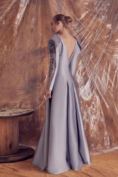 Description Silver A-line, Long dress Fitted, Long Sleeves V-Neck Mikado, Beaded stones Dry Clean Made in Lebanon SKU GA-5094 Long Dress Fitted, Beaded Sleeves, Dress Fitted, فستان سهرة, Fashion Inspiration Design, Line Dress, Silver Dress, Couture Dresses, Lebanon