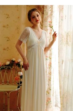 Vintage Nightgown, Cotton White Victorian Nightgown, Beautiful Lace Soft Nightwear, Victorian Loungewear, Edwardian Nightgown Ribbon Lace Wrap yourself in the cozy charm of our Cotton White Victorian Nightgown! Made from soft, pure cotton, it feels like a gentle hug against your skin, making every moment at home feel a little more special. Find Your Perfect Fit: Size M: Dress Bust: 90 cm (35.4 in) Dress Length: 118 cm (46.5 in) Recommended Weight: 45-50 kg (99-110 lbs) Size L: Dress Bust: 94 cm White Short Sleeve Sleepwear For Wedding Night, Bridgerton Nightgown, White Short Sleeve Dress For Night, White V-neck Night Dress, Elegant Short Sleeve Sleepwear For Wedding Night, White V-neck Dress For Night, White V-neck Sleepwear For Sleepover, White V-neck Dress, White V-neck Nightgown For Daywear