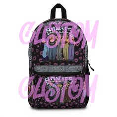 Custom Backpack, old school throwback, chola Backpack, Chicano Backpack, 90s style Backpack, inspired by homies Backpack, chicana Backpack **Size guide** Length, in 11.81 Width, in 5.12 Height , in 18.11 This bag is made from spun polyester and weights 1.3 lbs, just enough to be light, strong and long-lasting. Grab it, stow it, throw it onto the seat next to you, this backpack can take it, and so will you, wherever you go! Backpack Lightweight and waterproof Adjustable shoulder straps Custom nam Grunge Backpack For Everyday Use, Trendy Backpack For Back To School Streetwear, Trendy Backpack For Streetwear And Back To School, Trendy Streetwear Backpack For Back To School, Grunge Style Travel Backpack, Pink Backpack For Back To School Streetwear, Alternative Style Backpack For Everyday Use, Grunge Backpack For Streetwear, Grunge Streetwear Backpack