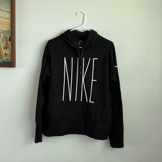 Nwot Excellent Condition! Nike Hoodie With Logo Print For Fall, Nike Black Hooded Top, Nike Black Hoodie Top, Black Nike Hoodie With Logo Print, Nike Black Hoodie With Logo Print, Nike Black Hoodie For Fall, Nike Black Hooded Activewear, Nike Black Hoodie For Workout, Nike Running Top