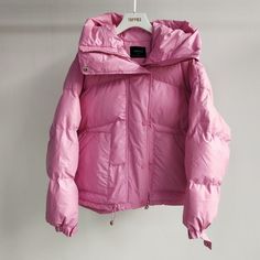 Toppies Winter Jacket Women Hooded Pink Puffer Jackets Loose Casual Candy Color Coat Korean Fashion Outwear pink-One Size Winter Parka For Cold Weather In Pink, Spring Puffer Windbreaker With Long Sleeves, Spring Long Sleeve Puffer Windbreaker, Trendy Hooded Puffer Outerwear, Solid Windbreaker For Cold Weather In Spring, Solid Windbreaker For Cold Spring Weather, Pink Hooded Puffer Jacket For Streetwear, Pink Hooded Windbreaker For Winter, Pink Hooded Winter Outerwear