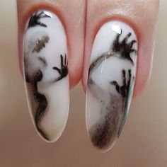 Scary Nail Ideas, Spooky Acrylic Nails, Alt Nails Designs, Cursed Nails, Gore Nails, Ongles Goth, Paznokcie Hello Kitty, Nails Yellow