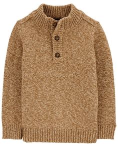 Designed with a ribbed trim and handsome buttons at the top, this cozy sweater is a holiday essential. Christmas Studio, Toddler Boy Sweater, Carters Size Chart, Toddler Boy Tops, Boys Outfits, Camel Sweaters, Family Planning, Boys Sweaters, Boys Jacket