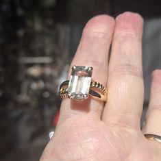 This Is A New Beautiful Natural Emerald Cut Green Amethyst Gemstone Set In Solid 925 Sterling Silver Dipped In 24k Gold. I've Twisted One Bar On The Band For Added Elegance. This Is A Simple Yet Stunning Ring To Add To Your Estate. Please Ask Questions And Make An Offer. I Can't Say Yes If You Don't Ask! Luxury Green Amethyst Ring For Anniversary, Classic Green Amethyst Jewelry For Anniversary, Luxury Formal Jewelry With Green Amethyst, Luxury Green Amethyst Jewelry For Formal Occasions, Yellow Gold Green Amethyst Ring For Anniversary, Emerald Cut Green Amethyst Yellow Gold Jewelry, Anniversary Green Amethyst Ring In Yellow Gold, Classic Green Amethyst Rings, Formal Green Amethyst Emerald Cut Jewelry