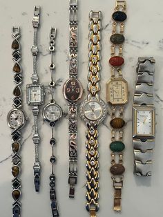 READ FIRST! Preloved Anne Klein, AVON, Badgley Mischka, Kenneth Cole, Brighton, and MORE wristwatches;  all vintage and refurbished. Elegant, dainty, and minimalistic. All water resistant and run great, but some may be low on battery. Price of each watch also takes into account all factors. If there are any questions please message me! Let's work out pricing -- I am very accommodating outside of Etsy. HOW TO ORDER - just add to cart and purchase! if there are any questions don't hesitate to reach out! TURN AROUND TIME - 3-5 days is the usual processing time for this product THANK YOU - thank you for stopping by our boutique! LET'S CONNECT! Linktree: https://linktr.ee/srinservices Instagram, Threads, & TikTok: @am.bijoutique Unique Gifts, Vintage Accessories Vintage Statement Pieces, 90's Jewelry, Staple Accessories, Vintage Aesthetic Accessories, Wrist Watches, Thrift Accessories, Accessories Vintage, Street Wear Jewelry, Popular Gifts For Women