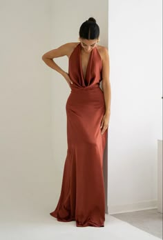 Earth Tones Wedding Guest Dress, Mexico Wedding Bridesmaids Dresses, Terra Cotta Satin Bridesmaid Dresses, Bridesmaid Dresses Terra Cotta, Different Terra Cotta Briadesmaida Dresses, Rustic Orange Silk Dress, Teracota Silk Dress, Rusty Orange Satin Dress, Fancy Wedding Guest Dress