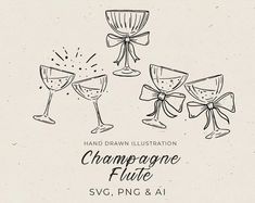 Champagne Glasses Hand Drawn Illustrations in SVG, Wedding Champagne Invitation Card, Wedding Bar Menu, Champagne Toasting, Canva Template - Etsy Champagne Glasses Decorated, Bar Menu Wedding, Illustration Simple, Wedding Champagne, Svg Wedding, Drawing Frames, Wedding Illustration, Champagne Wedding, Wedding Bar