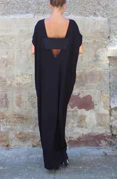 Caftan Black Dress Oversized dress Backless by cherryblossomsdress Beach Caftan, Cherry Dress, Dress With Open Back, Dress For Summer, Oversized Dress, Maxi Robes, Caftan Dress, Open Back Dresses, Black Dresses Casual