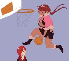 two women are playing basketball in the air