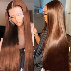 Allove Hair Chocolate Brown Human Hair Wigs 13x6 HD Lace Front Colored Wig For Women Brown Lace Front, Full Lace Front Wigs, Brazilian Straight Human Hair, Affordable Wigs, Jet Black Hair, Long Hair Wigs, Hair Wigs For Women, Natural Wigs, Lace Front Human Hair Wigs