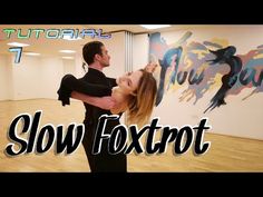 a man and woman dancing in an empty room with the words slow foxtrot