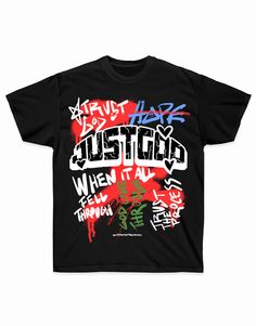 Just God Graphic Tee – VOTC Clothing Black Graphic Tee Outfit, Just God Shirt, Christian Graphic Tees Men, Graphic Tee Rapper, Jesus T Shirts Graphic Tees, Cheap Spiritual Graphic Print T-shirt, Graphic Tee Outfit, Christian Tee Shirts, Black Graphic Tee