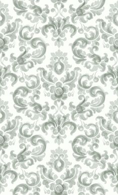 a white and gray wallpaper with an ornate design