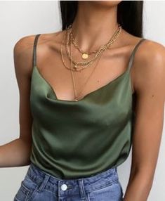 Olive Top, Classy Fashion, Silk Camisole, Simple Fashion, Ulzzang Boy, Perfect Style, Fashion Streetwear, Mode Inspiration