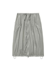 This product is a versatile nylon two-way skirt designed for adaptability and style. It features a unique zippered design that allows for changes in length and style, easily transitioning from a more casual to a more formal look. The skirt is equipped with an adjustable drawstring waist and practical pockets, making it both functional and fashionable. - This skirt incorporates a flexible two-way zipper, enabling it to be styled at varying lengths to suit different occasions.- Equipped with an adjustable drawstring waist, it offers a customizable and comfortable fit.- Features multiple pockets that are both functional and seamlessly integrated into the skirt's design.- Made from durable nylon material, this skirt is lightweight and suitable for all-day wear, providing ease of movement. Gorpcore Skirts, Fitted Cotton Cargo Skirt With Lined Detail, Luxury Cotton Cargo Skirt With Pockets, Knee-length Relaxed Cotton Cargo Skirt, Mid-rise Cotton Cargo Skirt With Pockets, Gray Skirt, Formal Looks, Skirt Design, Drawstring Waist