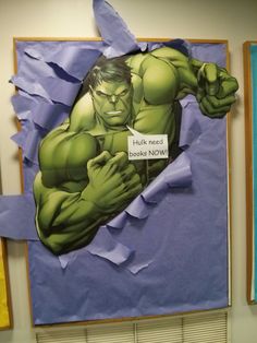 an image of the hulk on a piece of paper in front of a bulletin board