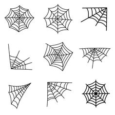 spider webs are drawn in black and white