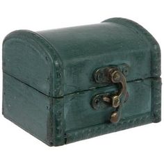 an old green chest with two locks on it